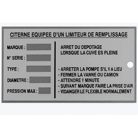 Plaque identification limietur de remplissage