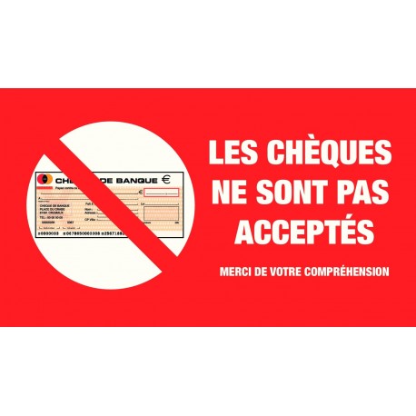 Pictogramme "Les chèques ne sont pas acceptés" ROUGE - Egédis