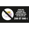 Adhésif / Pictogramme "Les billets de 200 et 500 euros ne sont pas acceptés" NOIR