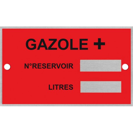 Plaque identification cuve - Gazole + / Gazole formule supérieure