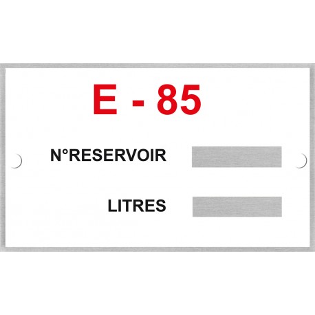 Plaque identification cuve - Super éthanol E85